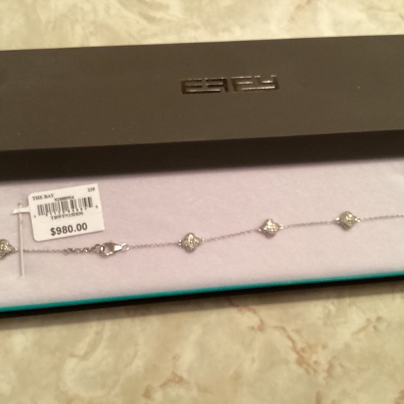 Effy diamond and Sterling Silver Clover motif bracelet - 7.5 inches - flaw - Picture 3 of 14